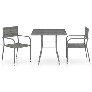vidaXL Ensemble &agrave; manger de jardin 3pcs R&eacute;sine tress&eacute;e Anthracite gris