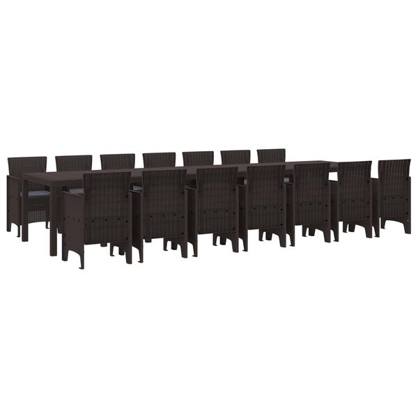 vidaXL Ensemble de salle &agrave; manger de jardin avec coussins 15 pcs PP
