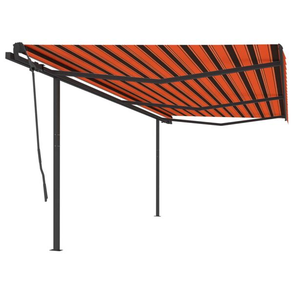 vidaXL Auvent manuel r&eacute;tractable avec poteaux 6x3,5 m Orange et marron