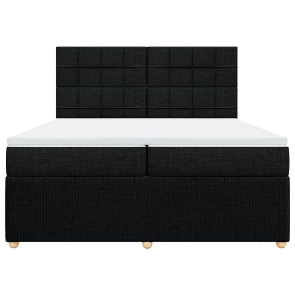 vidaXL Sommier &agrave; lattes de lit avec matelas Noir 200x200 cm Tissu