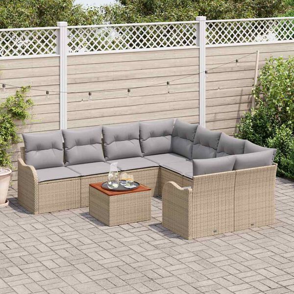 vidaXL Ensemble de canapé de jardin 9 pcs beige et gris clair