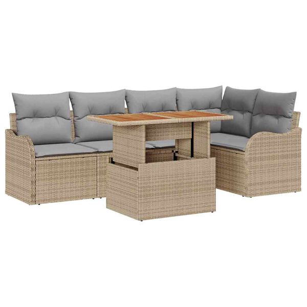 vidaXL Ensemble de canapé de jardin 6 pcs beige et gris clair