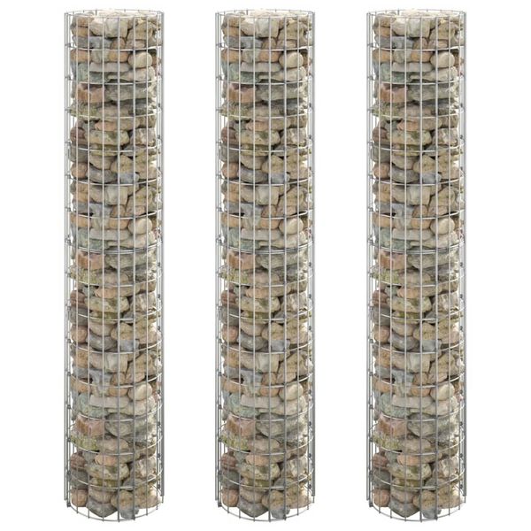 vidaXL Lit surélevé à gabion circulaire 3pcs Acier galvanisé Ø30x150cm