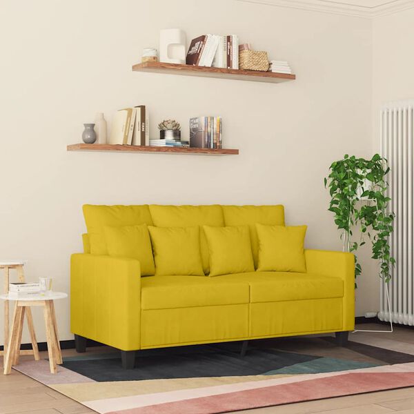 vidaXL Canap&eacute; &agrave; 2 places Jaune 120 cm Velours