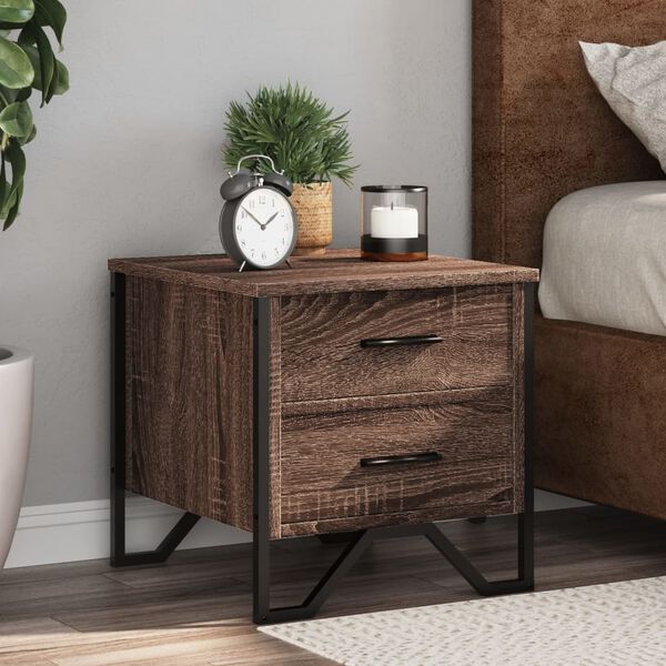 vidaXL Tables de chevet 2pcs ch&ecirc;ne marron 40x41x40cm bois d'ing&eacute;nierie