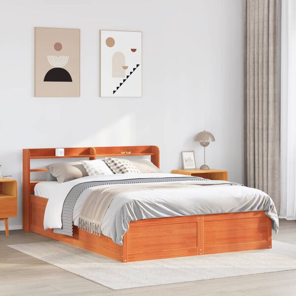 vidaXL Cadre de lit et t&ecirc;te de lit cire marron 160x200 cm bois de pin