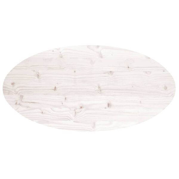 vidaXL Dessus de table blanc 90x45x2,5 cm bois de pin massif ovale