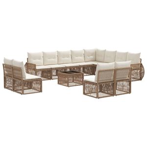 vidaXL Ensemble de canap&eacute; de jardin 13 pc Beige et blanc cr&egrave;me
