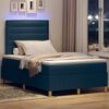 vidaXL Lit &agrave; ressort LED avec matelas Bleu 120 x 200 cm tissu
