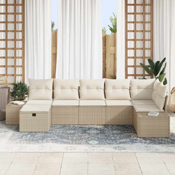 vidaXL Ensemble de Canap&eacute;s avec coussin 7 pcs polyrotin