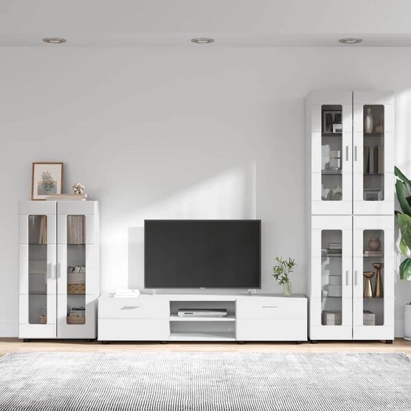 vidaXL Ensemble meuble TV avec tiroir FLORIN Blanc Bois d'ing&eacute;nierie