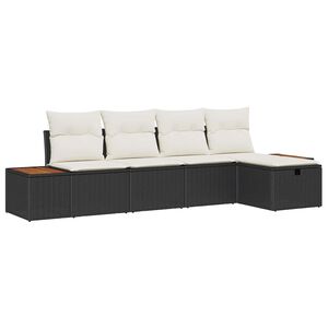 vidaXL Ensemble de canap&eacute; de jardin 5 pcs Noir Poly rotin