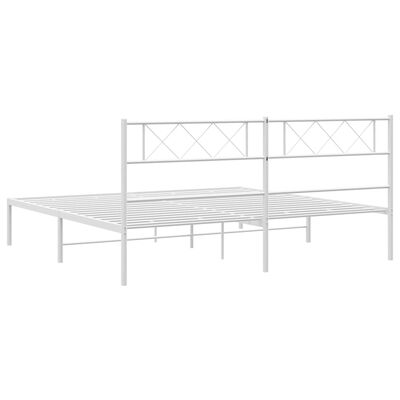 vidaXL Cadre de lit métal sans matelas et tête de lit blanc 180x200 cm