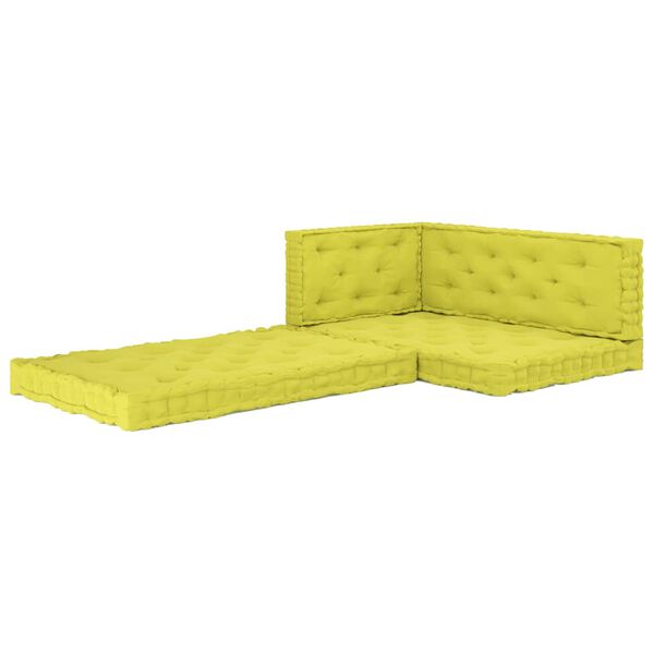 vidaXL Coussins de plancher de palette lot de 4 Vert pomme Coton