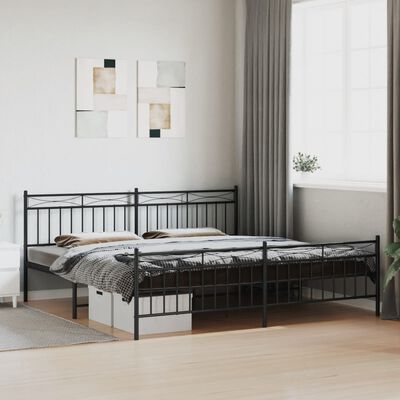 vidaXL Cadre de lit métal sans matelas avec pied de lit noir 200x200cm