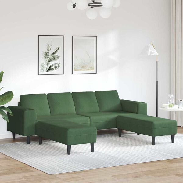vidaXL Sofa en tissu avec coussin Vert foncé Tissu en velours côtelé