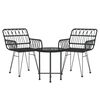vidaXL Ensemble à manger de jardin 3 pcs Noir Résine tressée