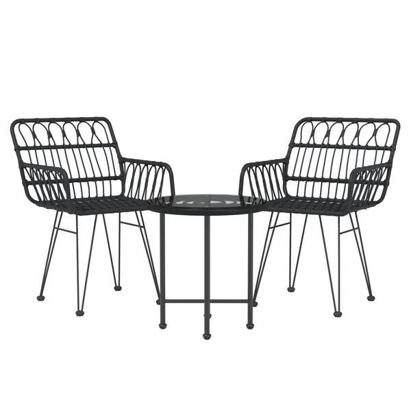 vidaXL Ensemble à manger de jardin 3 pcs Noir Résine tressée