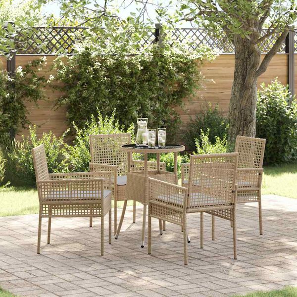 vidaXL Ensemble de salle &agrave; manger pour jardin 5 pcs Beige Poly rotin