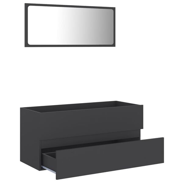 vidaXL Ensemble de meubles de salle de bain 2 pcs Gris Agglom&eacute;r&eacute;