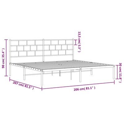 vidaXL Cadre de lit métal sans matelas et tête de lit blanc 200x200 cm