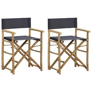 vidaXL Chaises pliables de directeur lot de 2 Gris fonc&eacute; Bambou tissu