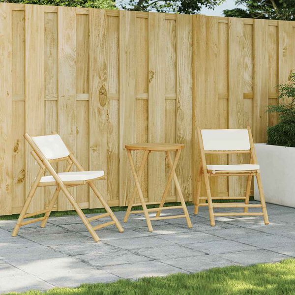 vidaXL Chaises de bistro pliantes lot de 2 et coussins blanc cr&egrave;me