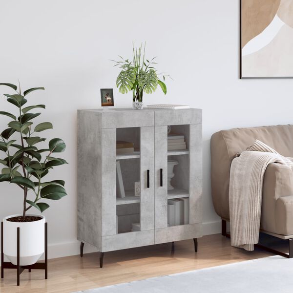 vidaXL Buffet gris b&eacute;ton 69,5x34x90 cm bois d'ing&eacute;nierie
