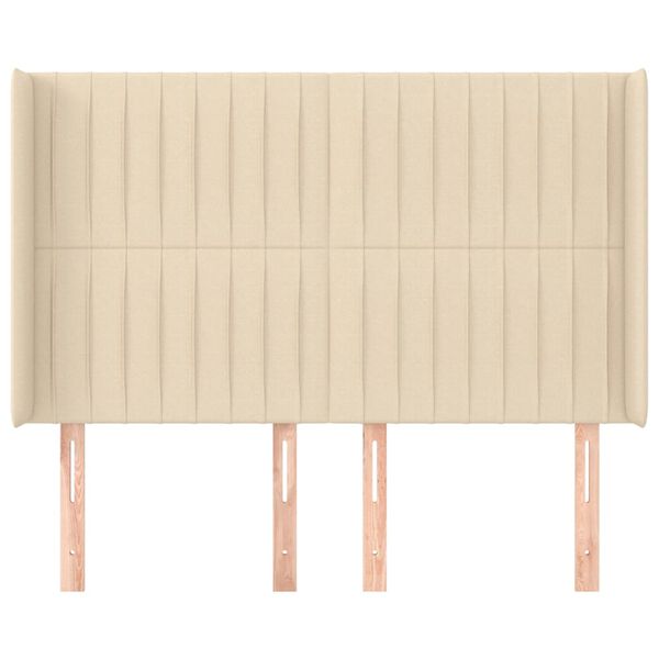 vidaXL T&ecirc;te de lit avec oreilles Cr&egrave;me 147x16x118/128 cm Tissu