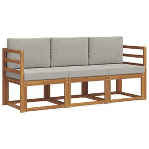 vidaXL Ensemble de canap&eacute;s d'ext&eacute;rieur 3 pc Gris Naturel et Clair