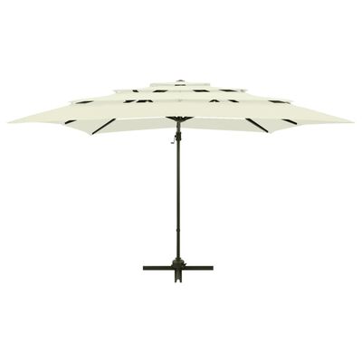 vidaXL Parasol de jardin à 4 niveaux avec mât en aluminium sable