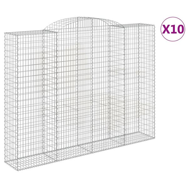 vidaXL Paniers à gabions arqués 10 pcs 300x50x220/240 cm fer galvanisé