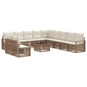 vidaXL Ensemble de canap&eacute; de jardin 12 pcs Beige polyrotin