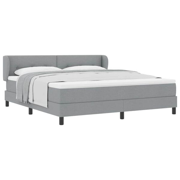 vidaXL Lit boxspring avec matelas Gris clair 180 x 200 cm tissu