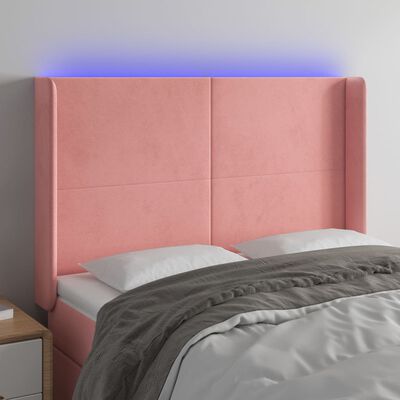 vidaXL Tête de lit à LED Rose 147x16x118/128 cm Velours