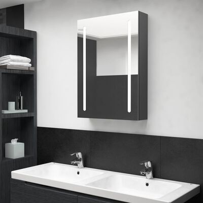 vidaXL Armoire de salle de bain à miroir LED gris 50x13x70 cm
