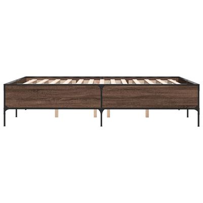 vidaXL Cadre de lit chêne marron 150x200 cm bois d'ingénierie et métal