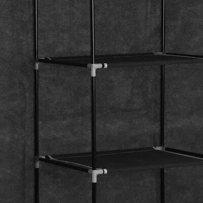 vidaXL Armoire avec compartiments et barres Noir 150x45x175 cm Tissu