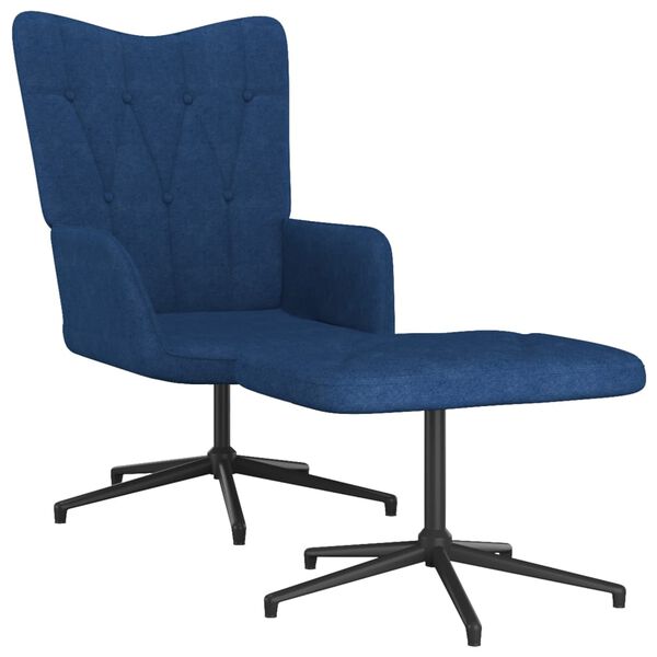 vidaXL Chaise de relaxation avec tabouret Bleu Tissu