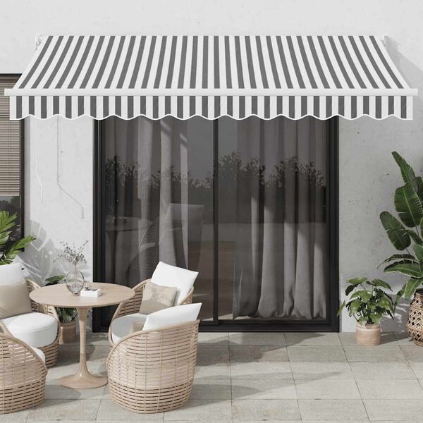 vidaXL Auvent r&eacute;tractable anthracite et blanc 3,5x2,5m tissu/aluminium