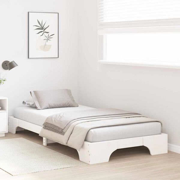 vidaXL Cadre de lit Blanc 75 x 190 cm Pin massif