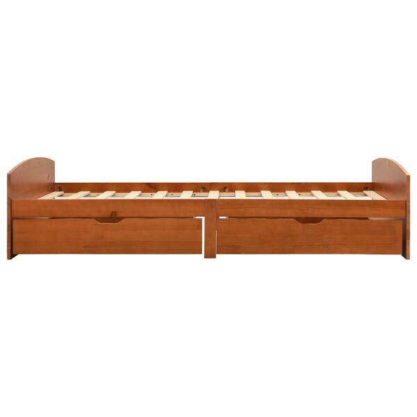 vidaXL Cadre de lit avec 2 tiroirs marron miel bois de pin 90x200 cm