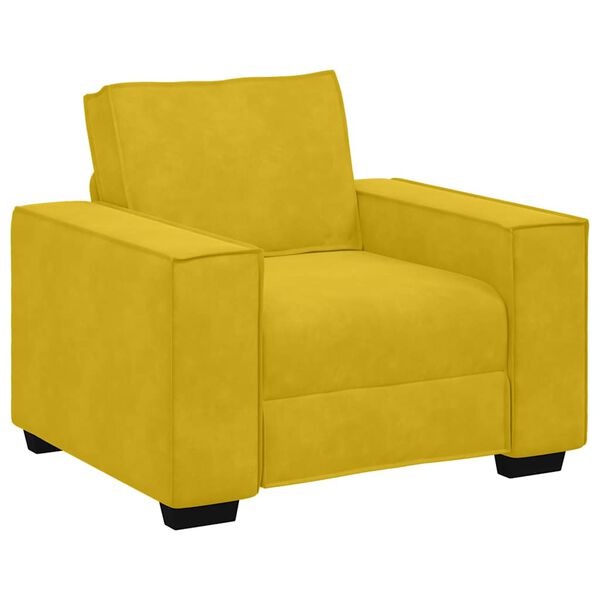 vidaXL Ensemble de canap&eacute;s 3 pcs avec coussins Jaune Velours