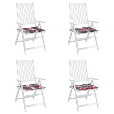 vidaXL Coussins de chaise de jardin lot de 4 carreaux rouges 40x40x3cm