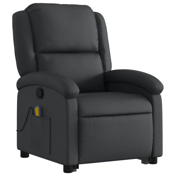 vidaXL Fauteuil inclinable de massage noir cuir véritable