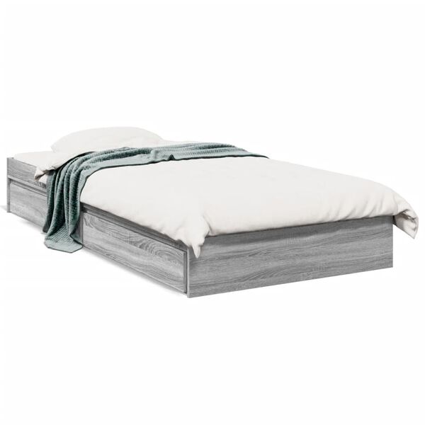vidaXL Cadre de lit avec tiroirs sans matelas sonoma gris 90x190 cm