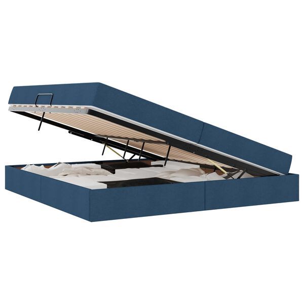 vidaXL Lit avec rangement et matelas Bleu 200 x 200 cm Polyester