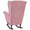 vidaXL Fauteuil à bascule à oreilles en velours rose bois massif