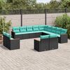 vidaXL Salon de jardin avec coussins 13 pcs noir r&eacute;sine tress&eacute;e