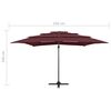 vidaXL Parasol de jardin à 4 niveaux mât en aluminium rouge bordeaux